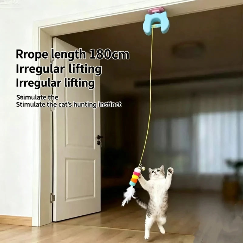 New Type Of Electric Cat Toy with 2 Ropes Smart Hanging Door Auto Swing Feather Toy A Self-entertainment And Cat-teasing Wonder