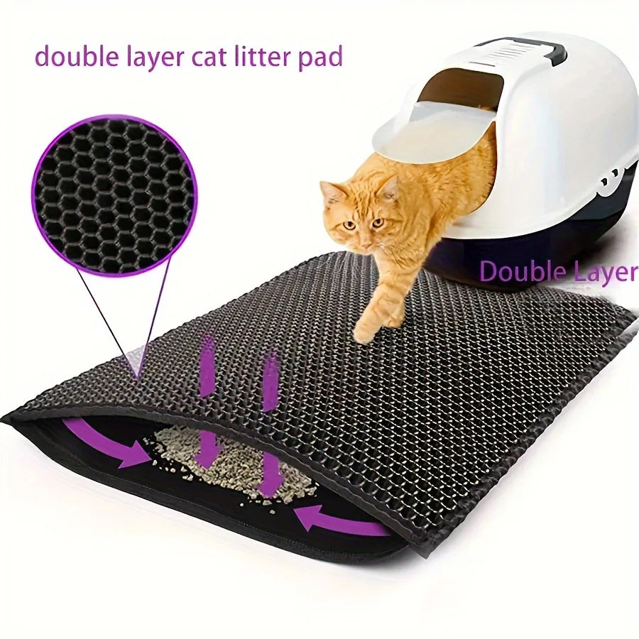 Soft Double-Layer Cat Litter Mat, Waterproof and Thickened Cat Litter Collection Mat, Cat Litter Cleaning Products