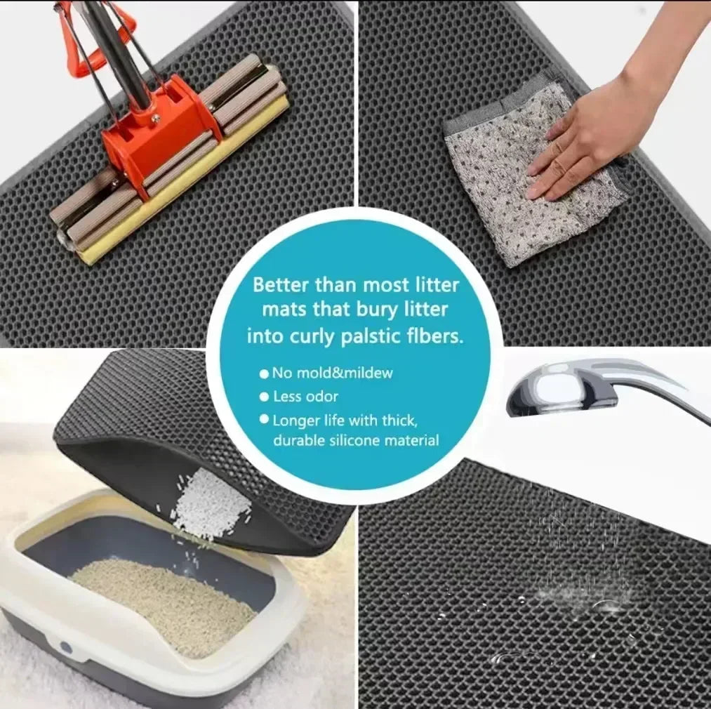 Double layer cat litter mat ，Wear-resistant, Waterproof, Non-Slip sand cat pads，Pet litter box，Washable cat beds，Pet accessories