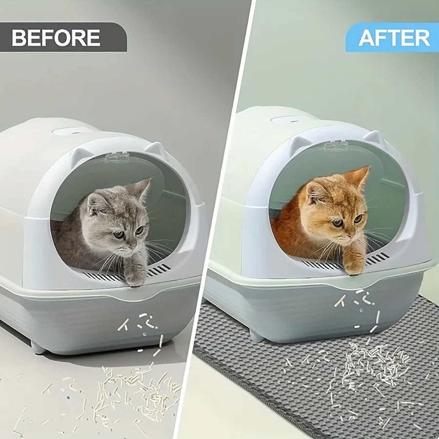 Soft Double-Layer Cat Litter Mat, Waterproof and Thickened Cat Litter Collection Mat, Cat Litter Cleaning Products