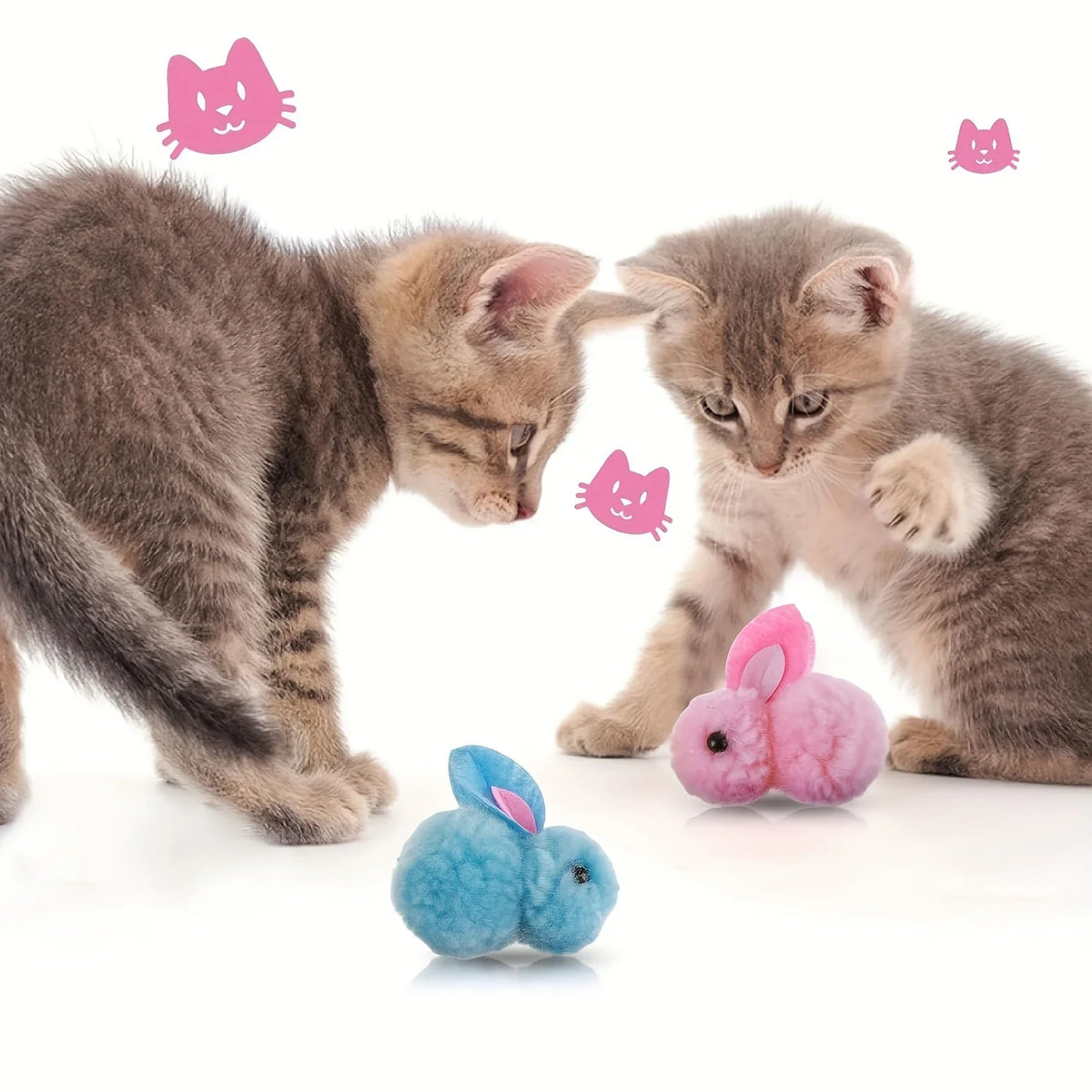 10pcs Color Random Plush Bunny Cat Toys Soft Interactive Cat Toy Rabbit Balls Colourful Soft and Cute Plush Cat Toy Balls