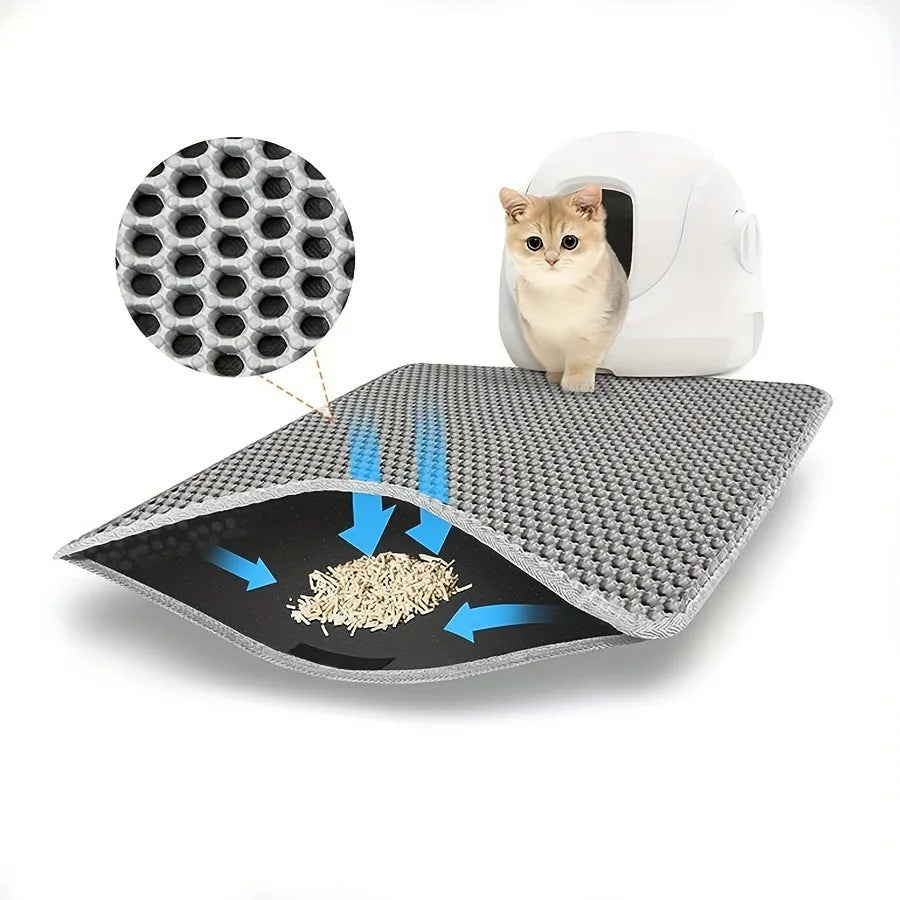 Soft Double-Layer Cat Litter Mat, Waterproof and Thickened Cat Litter Collection Mat, Cat Litter Cleaning Products