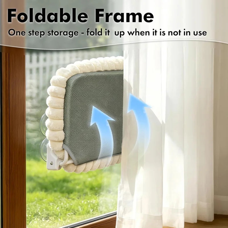 Cat Window Perch Hammock with 4 Strong Suction Cups, Metal Frame & Soft Cushion, Indoor Window Cat Bed for Large Cats