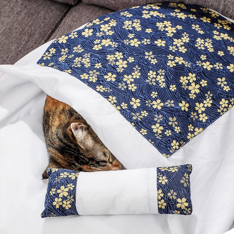 Cat Bed Warm Cat Sleeping Bag With Pillow Cushion Japanese Kitten Nest Removable House Bed for Cats Small Dogs Pet Accessories