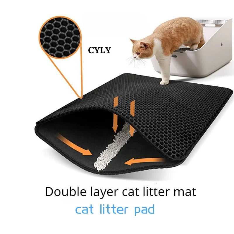 Double layer cat litter mat ，Wear-resistant, Waterproof, Non-Slip sand cat pads，Pet litter box，Washable cat beds，Pet accessories