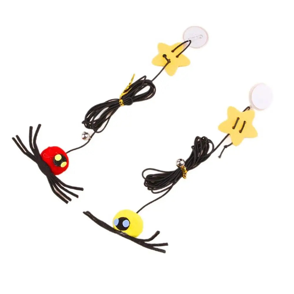 Cat Toy Bell Spider Pet Toy Swinging Hanging Door Elastic Rope Feather Playing Stick To Relieve Depression Cat Supplies