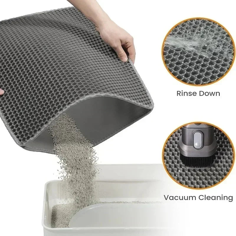 Double layer cat litter mat ，Wear-resistant, Waterproof, Non-Slip sand cat pads，Pet litter box，Washable cat beds，Pet accessories