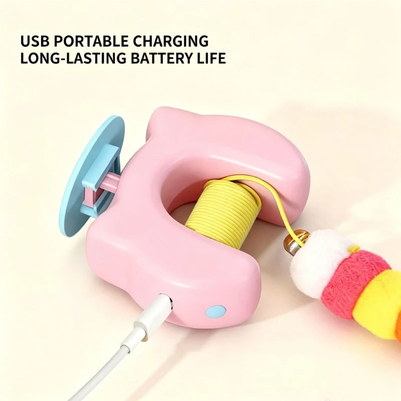 New Type Of Electric Cat Toy with 2 Ropes Smart Hanging Door Auto Swing Feather Toy A Self-entertainment And Cat-teasing Wonder
