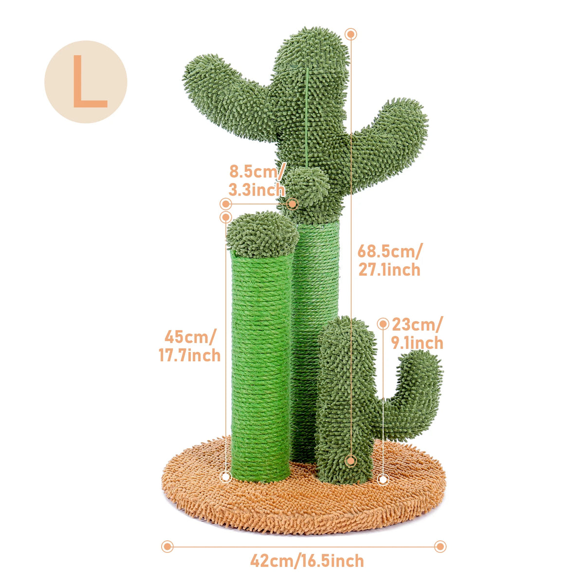 Cactus Cat Scratcher Cat Scratching Post Cactus Cat Scratcher Featuring with 3 Scratching Poles and Interactive Dangling Ball