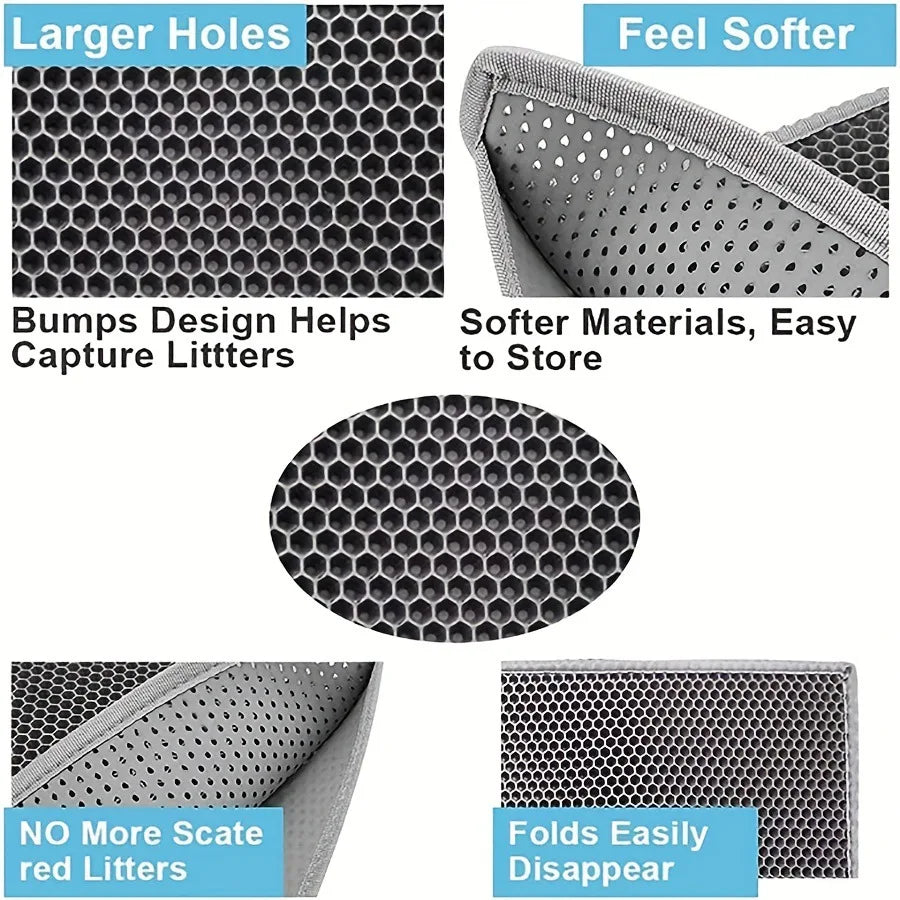 Soft Double-Layer Cat Litter Mat, Waterproof and Thickened Cat Litter Collection Mat, Cat Litter Cleaning Products