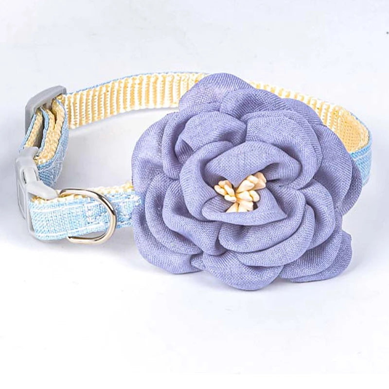 Cat Collar Adjustable Bow Tie Cat Flower Collar Safety Button Tie Necklace Puppy and Cat Gift Pet Accessories Puppy Collar
