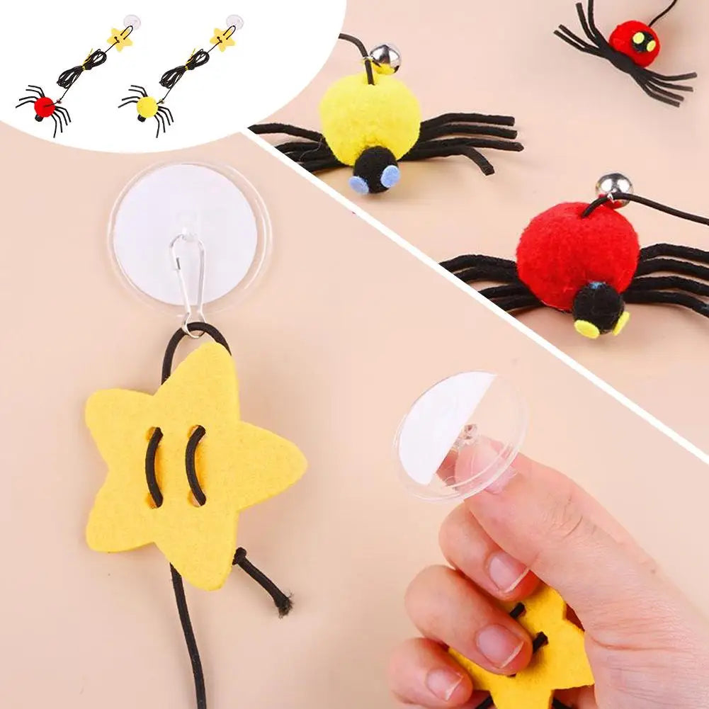 Cat Toy Bell Spider Pet Toy Swinging Hanging Door Elastic Rope Feather Playing Stick To Relieve Depression Cat Supplies