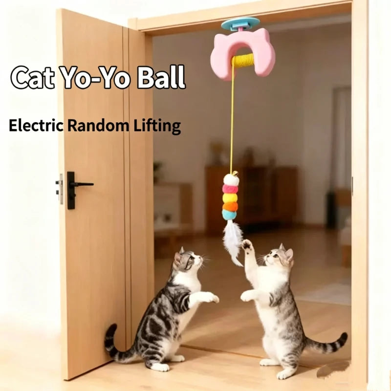 New Type Of Electric Cat Toy with 2 Ropes Smart Hanging Door Auto Swing Feather Toy A Self-entertainment And Cat-teasing Wonder