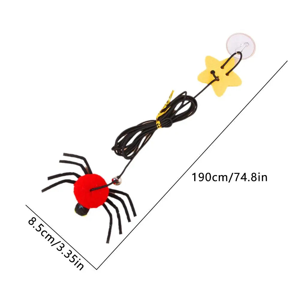 Cat Toy Bell Spider Pet Toy Swinging Hanging Door Elastic Rope Feather Playing Stick To Relieve Depression Cat Supplies